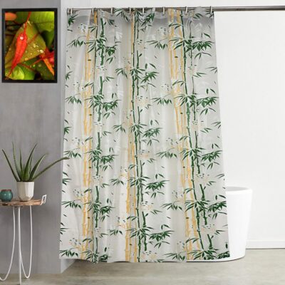 Kuber Industries Green PVC Curtain with Hooks – Washable and Stylish 54×84 Inch