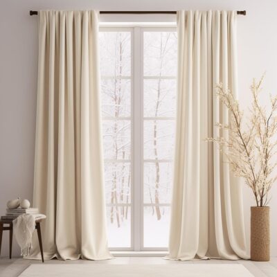 Lazzzy Beige Velvet Curtains: 120-Inch Light Blockout Thermal Drapes for Luxury Living