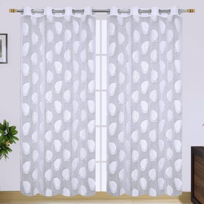 Leaf Print Cotton Door Curtains – Elegant Home Decor by Kuber Industries