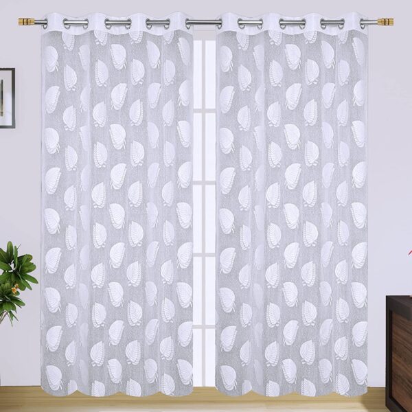 Leaf Print Cotton Door Curtains - Elegant Home Decor by Kuber Industries