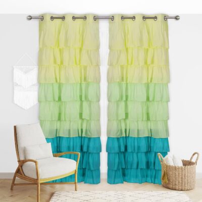 Lemon Yellow Light-Filtering Polyester Curtains for Elegant Home Decor