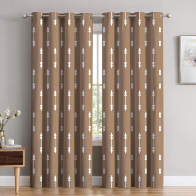 Light Blocking 3D Printed Taupe Door Curtain – 52×84 Inch Grommet Style