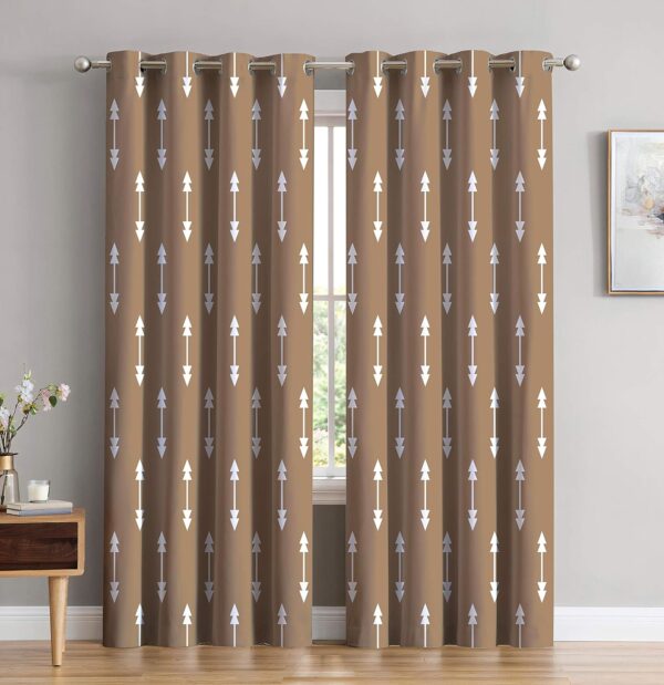 Light Blocking 3D Printed Taupe Door Curtain - 52x84 Inch Grommet Style