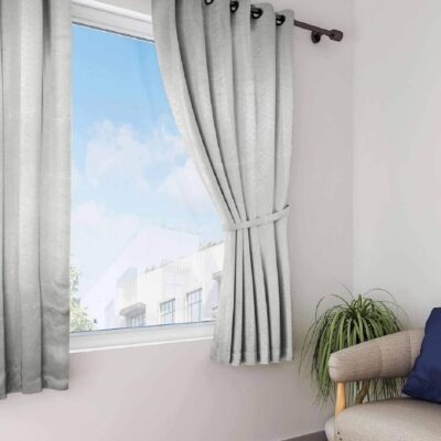 Light Grey Swayam Blackout Window Curtain for Bedroom and Living Room