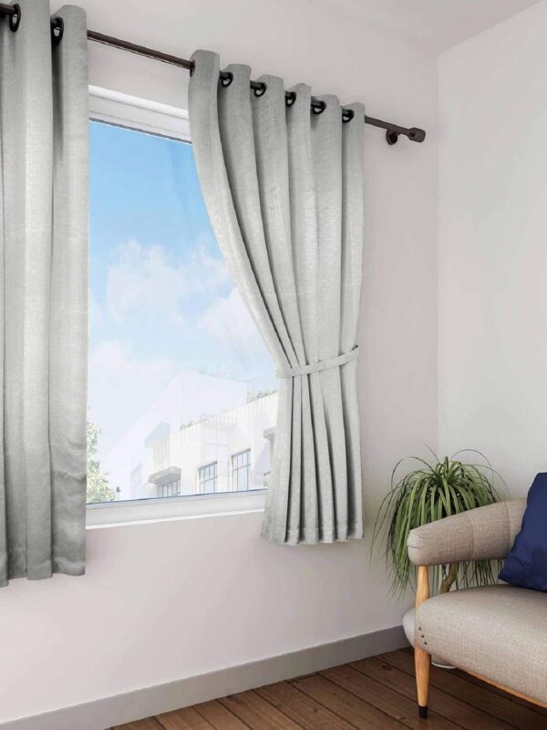 Light Grey Swayam Blackout Window Curtain for Bedroom and Living Room