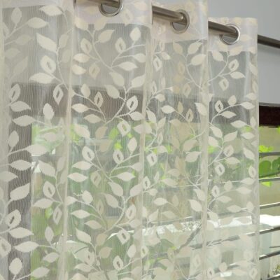 Lightweight Sheer Curtains with Leaf Design for Elegant Living Room Decor