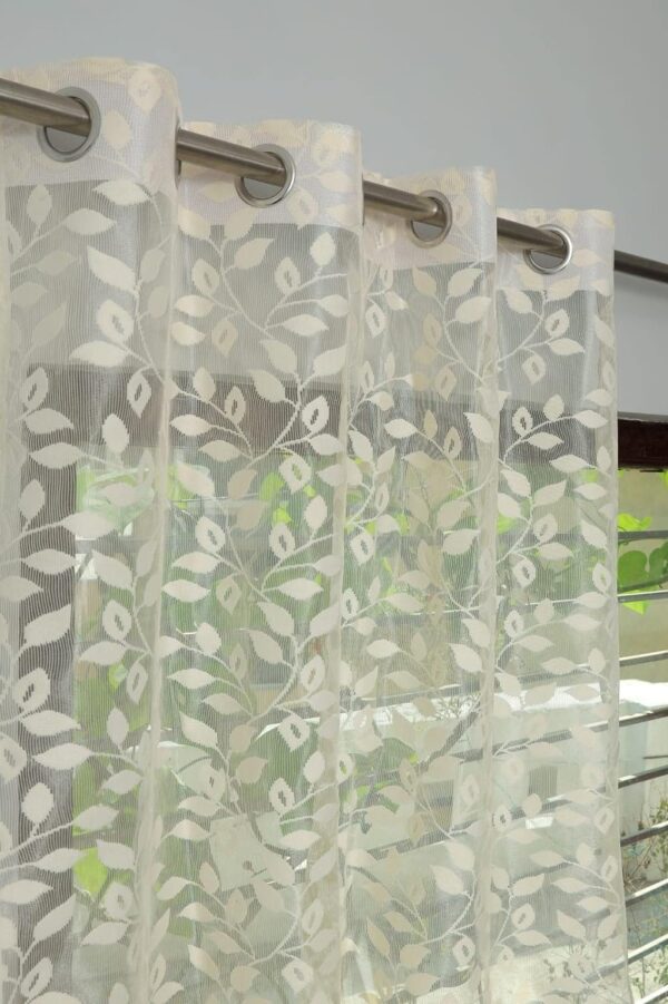 Lightweight Sheer Curtains with Leaf Design for Elegant Living Room Decor