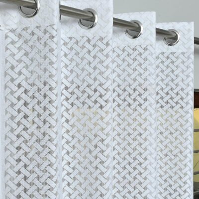 Lightweight White Net Sheer Curtains for Living Room and Balcony – Set of 2