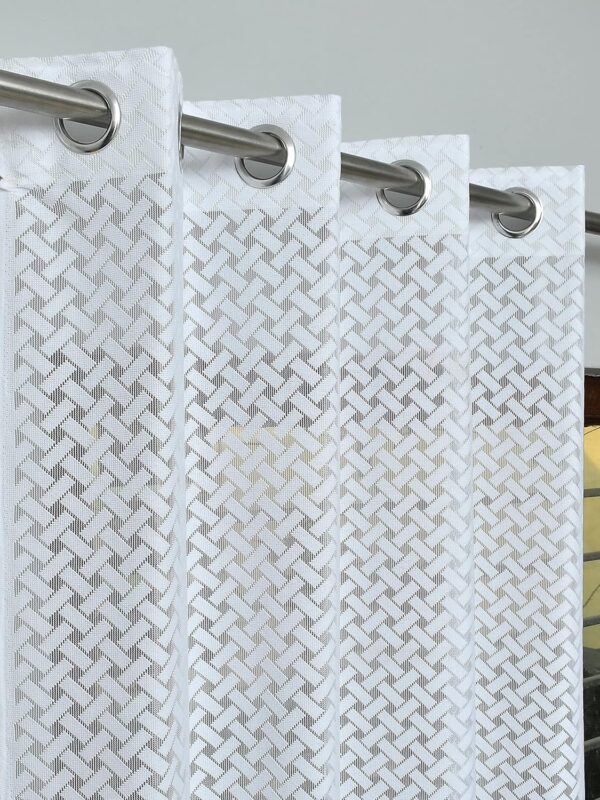 Lightweight White Net Sheer Curtains for Living Room and Balcony - Set of 2