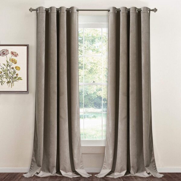 Linen Basics Velvet Taupe Curtains for Stylish Light Blocking and Privacy