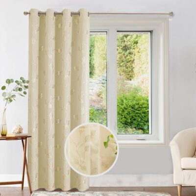 Luxurious Blackout Curtains with Gold Foil for Stylish Living Rooms