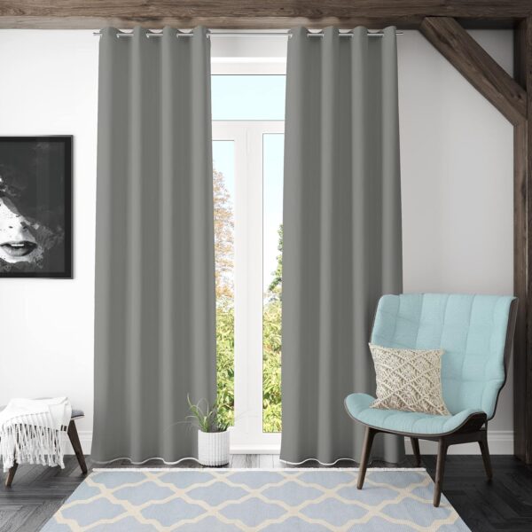 Luxury Blackout Curtains: Thermal Insulated Grey Panels for 9-Foot Doors