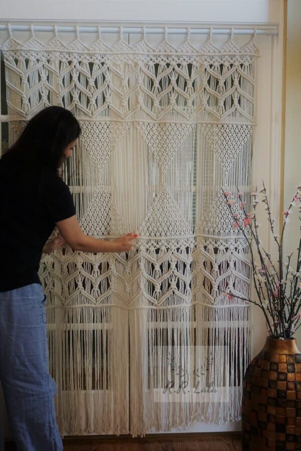 Macrame Valance Window Treatments: Boho Curtain Panels for Elegant Home Decor