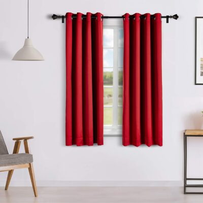 Maroon Blackout Curtains Set of 2 – 5Ft Polyester Opaque Window Drapes