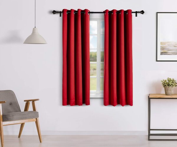 Maroon Blackout Curtains Set of 2 - 5Ft Polyester Opaque Window Drapes