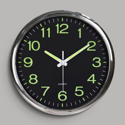 Modern Luminous 12” Quartz Wall Clock for Bedroom and Office Decor