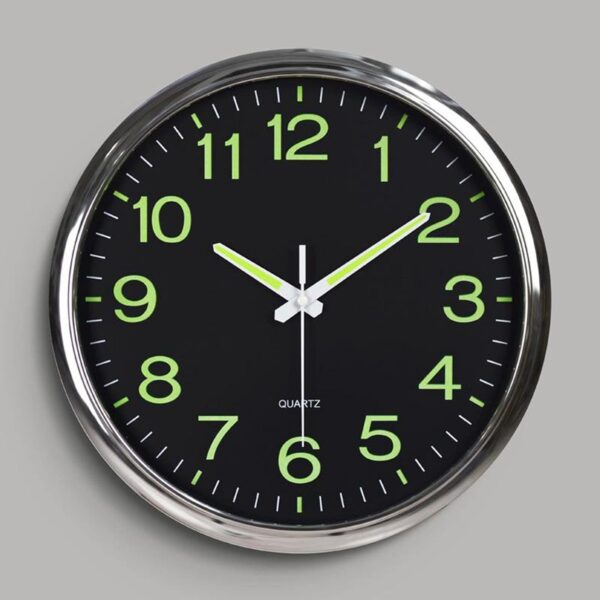 Modern Luminous 12'' Quartz Wall Clock for Bedroom and Office Decor