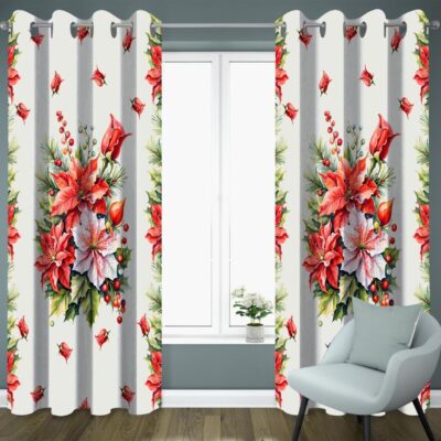 Multicolor Long Crush Curtains for Festive Christmas Home Decor