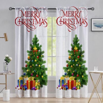 Multicolor Long Crush Curtains for a Festive Christmas Home Decor