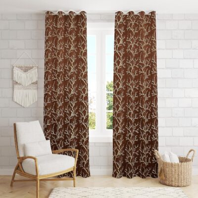 NAVSANG Premium Velvet Curtains: Thermal Insulated Foil Leaf Design for Living Rooms