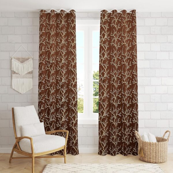 NAVSANG Premium Velvet Curtains: Thermal Insulated Foil Leaf Design for Living Rooms