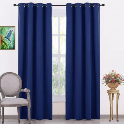 Navy Blue 100% Blackout Curtains for Bedroom and Living Room Comfort