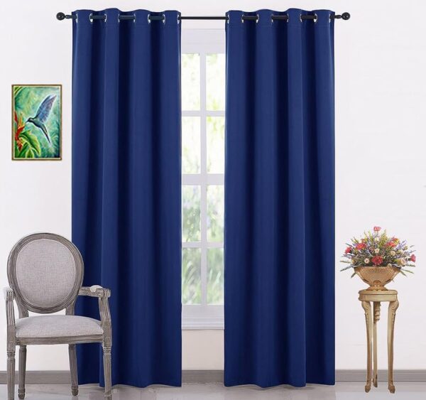 Navy Blue 100% Blackout Curtains for Bedroom and Living Room Comfort