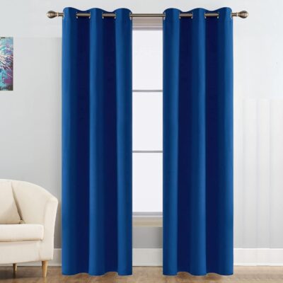 Navy Blue 2 Piece Room Darkening Blackout Curtains for 5 Feet Windows