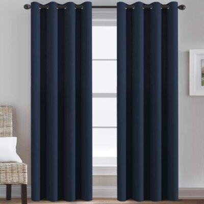 Navy Blue Blackout Curtains: 85% Room Darkening Insulated Thermal Panels Set