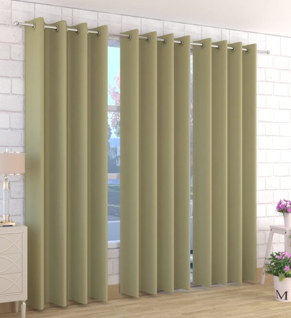 Olive Green 2 Piece Thermal Insulated Blackout Curtains for 5 Feet Windows