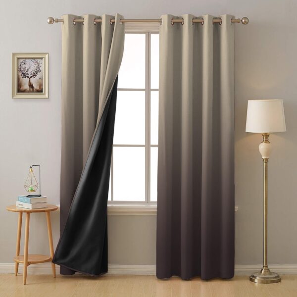 Ombre Satin Blackout Curtains: Stylish Light-Blocking Door Drapes Set of 2