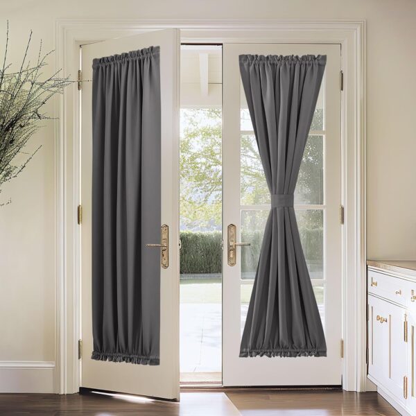 PONY DANCE Gray Door Curtain: Thermal Insulated Blackout Panel for Privacy