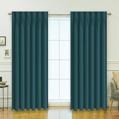 Polyester Blackout Pinch Pleat Curtains for Room Darkening – 2 Panels