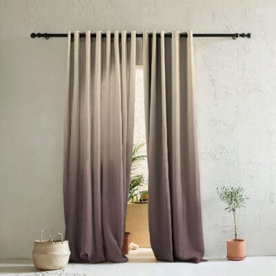 Polyester Ombre Room Darkening Curtains – 7ft Grommet Set of 2 Brown