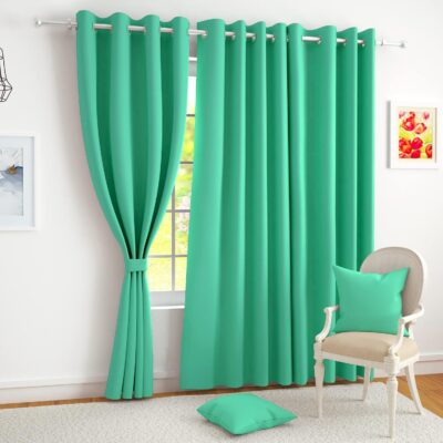 Premium 7 Feet Long Blackout Curtains for Doors – Noise Reducing Teal Set