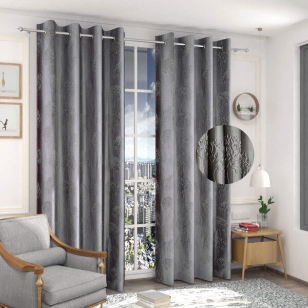 Premium 7 Feet Long Grey Curtains for Doors and Windows - Modern Design