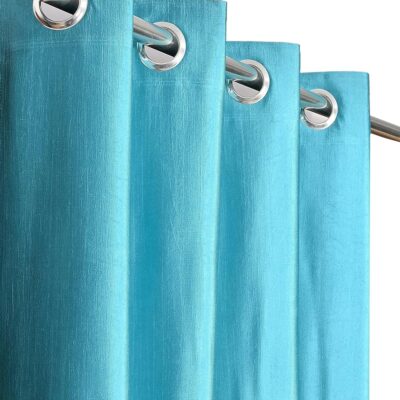 Premium Aqua Polyester Crush Curtains for Doors – 7 Feet Long