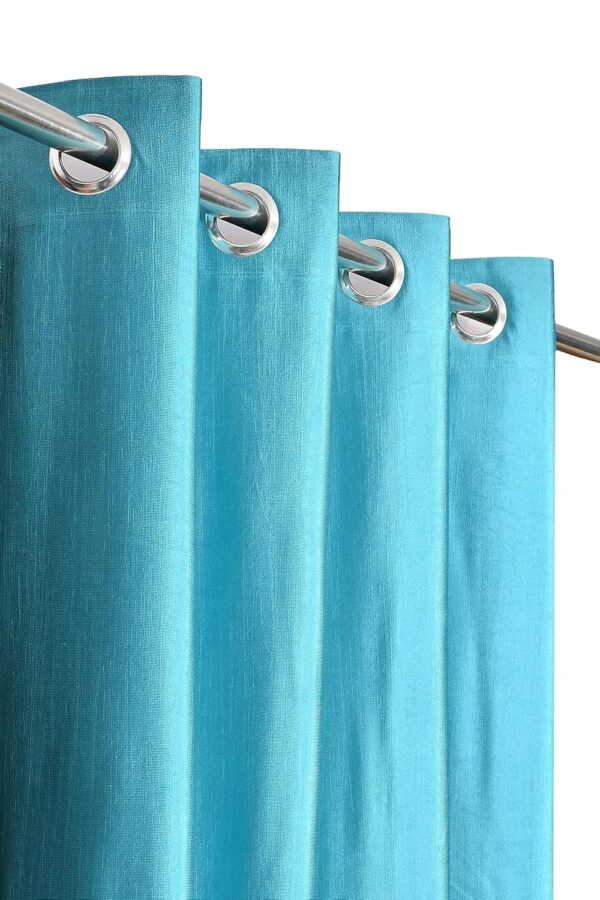 Premium Aqua Polyester Crush Curtains for Doors - 7 Feet Long