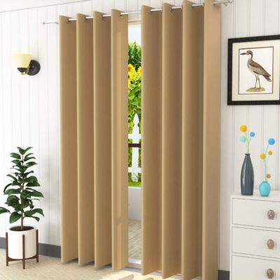 Premium Blackout Curtains – Thermal Insulated, Opaque, 5 ft Beige Set