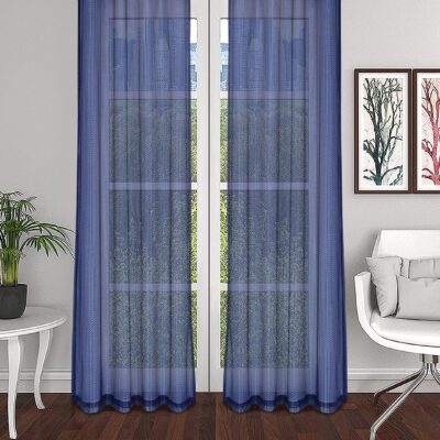 Premium Blue Eyelet Door Curtains Set of 2 – 7ft Lightweight Design