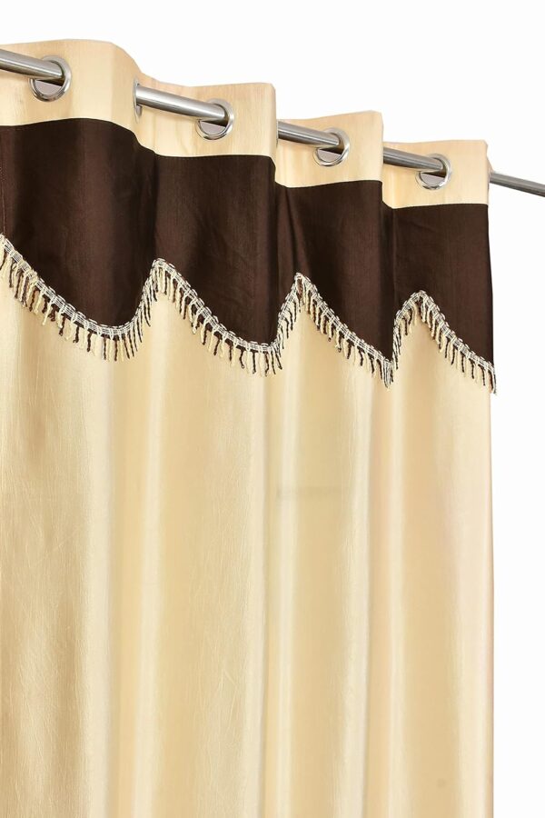 Premium Cream Frill Curtains for Long Doors - FAB CASTLE 9 Feet Pack of 2