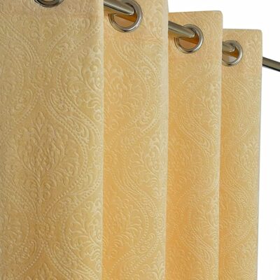 Premium Cream Velvet Emboss Curtains for Doors – 7 Feet, Washable Quality