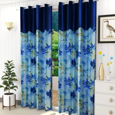 Premium Floral Printed Curtains for Long Doors – 8 Feet, Pack of 2