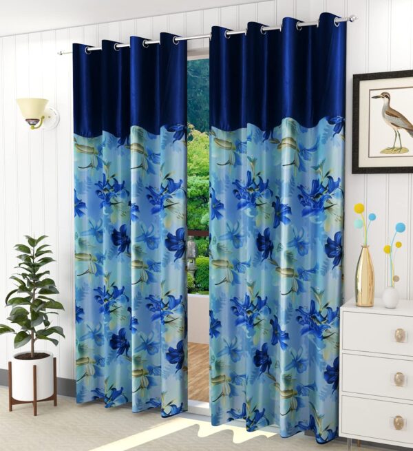 Premium Floral Printed Curtains for Long Doors - 8 Feet, Pack of 2