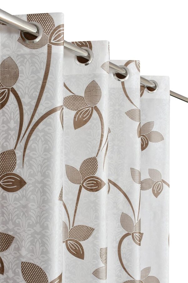 Premium Floral Printed Curtains for Long Doors - Set of 2 in Coffee