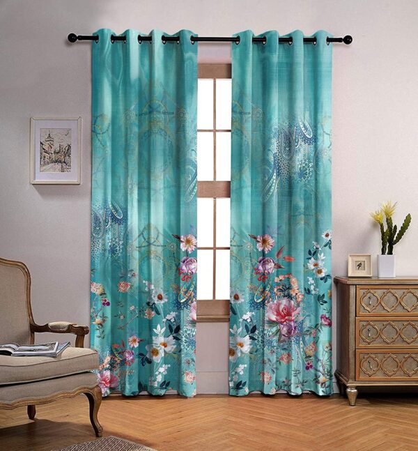 Premium Marine Green Room Darkening Curtains with Tie Backs - Set of 2