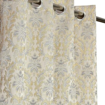 Premium Room Darkening Jacquard Curtains for 8 Feet Long Doors – Grey Set