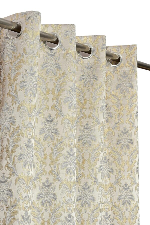 Premium Room Darkening Jacquard Curtains for 8 Feet Long Doors - Grey Set