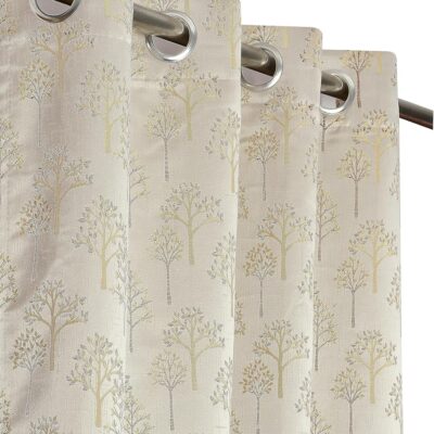 Premium Room Darkening Tree Curtains – 7 Feet Jacquard Fabric Set of 2