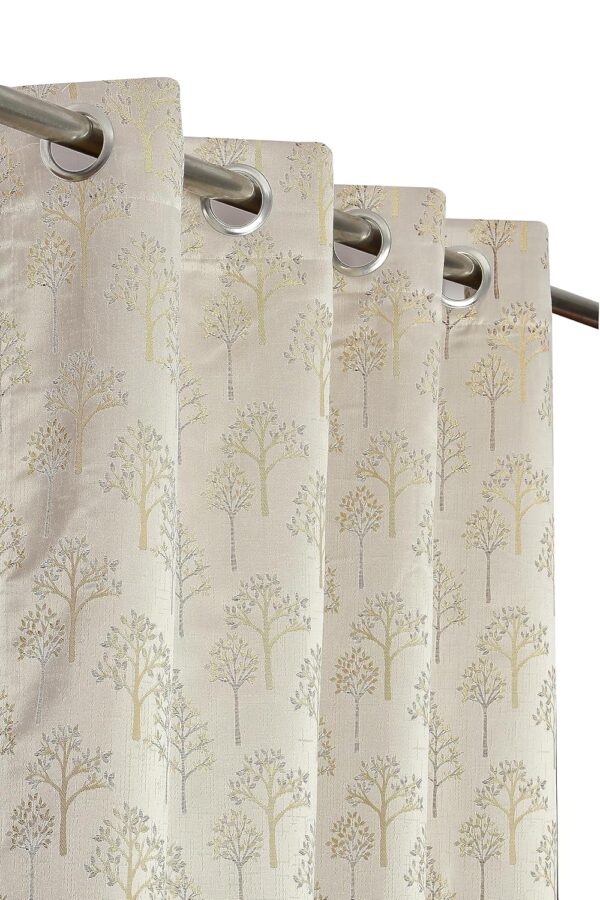 Premium Room Darkening Tree Curtains - 7 Feet Jacquard Fabric Set of 2